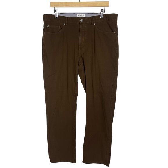 Peter Millar Size 35 Dark Brown Canvas Five Pocket Stretch Pants Cotton Straight - Picture 1 of 10